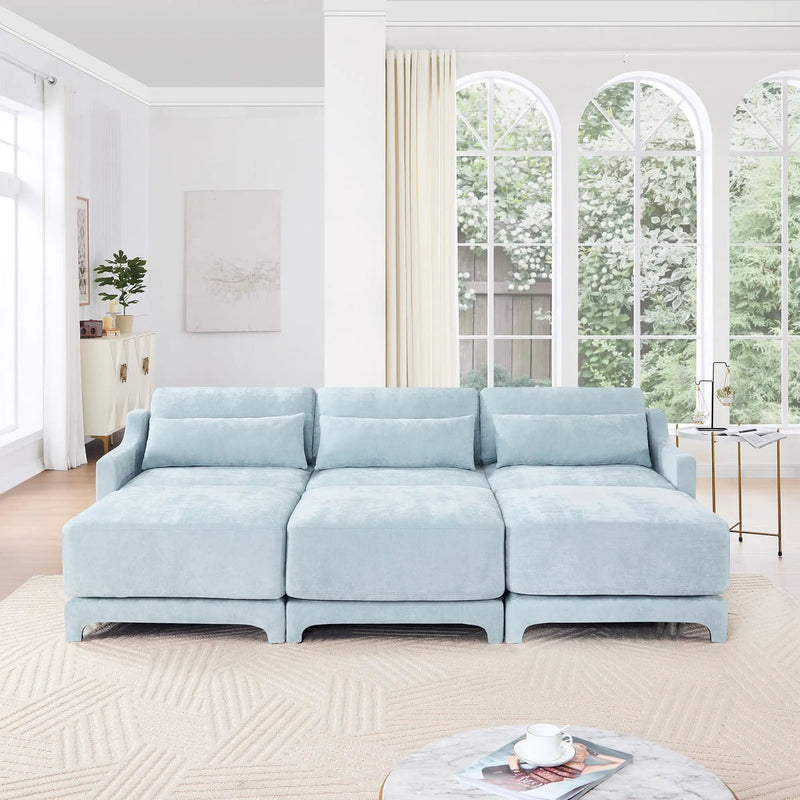 Stylish Sofa With Ottoman And Lumbar Pillows, Ergonomic Design by HouseOfZazla