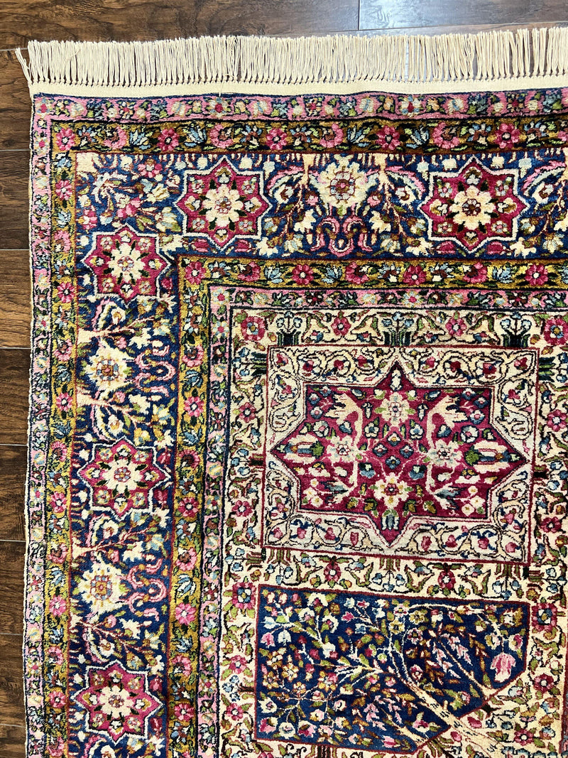 Persian Kirman Lavar Rug 8x9, Antique Persian Carpet, Colorful Multicolor 1920s Handmade Wool Rug, Garden Panel Design, Fine 200 KPSI by Jewel Rugs