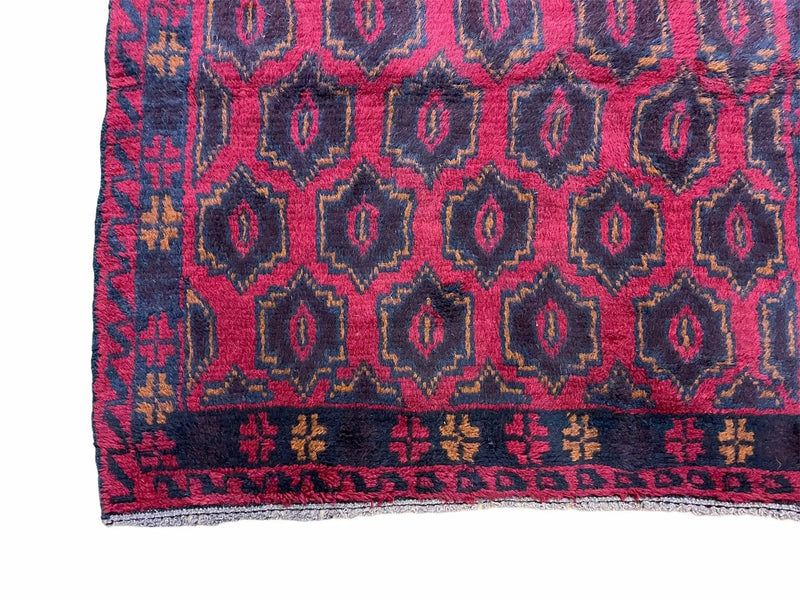2' 10" X 4'7" Vintage Handmade Tribal Wool Rug Balouchi Rug Afghan Rug Red Blue by Jewel Rugs