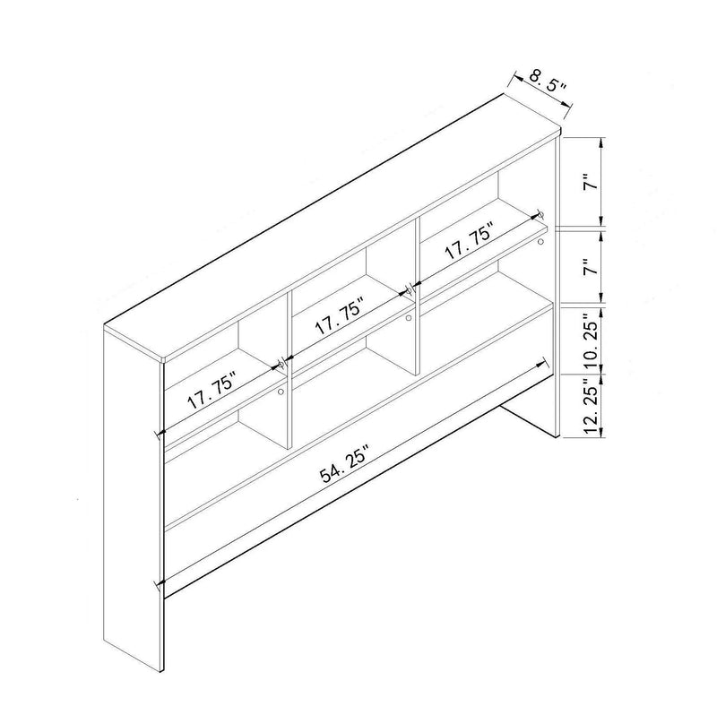 Bookcase Headboard 6 Shelves 3 Shelves Adjustable Top Panel Rounded Corners by HouseOfZazla