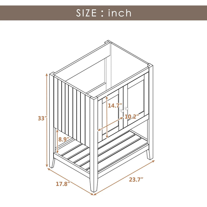 Bathroom Vanity Base Only, Soild Wood Frame, Bathroom Storage Cabinet With Doors And Open Shelf by Unique Piece Furniture