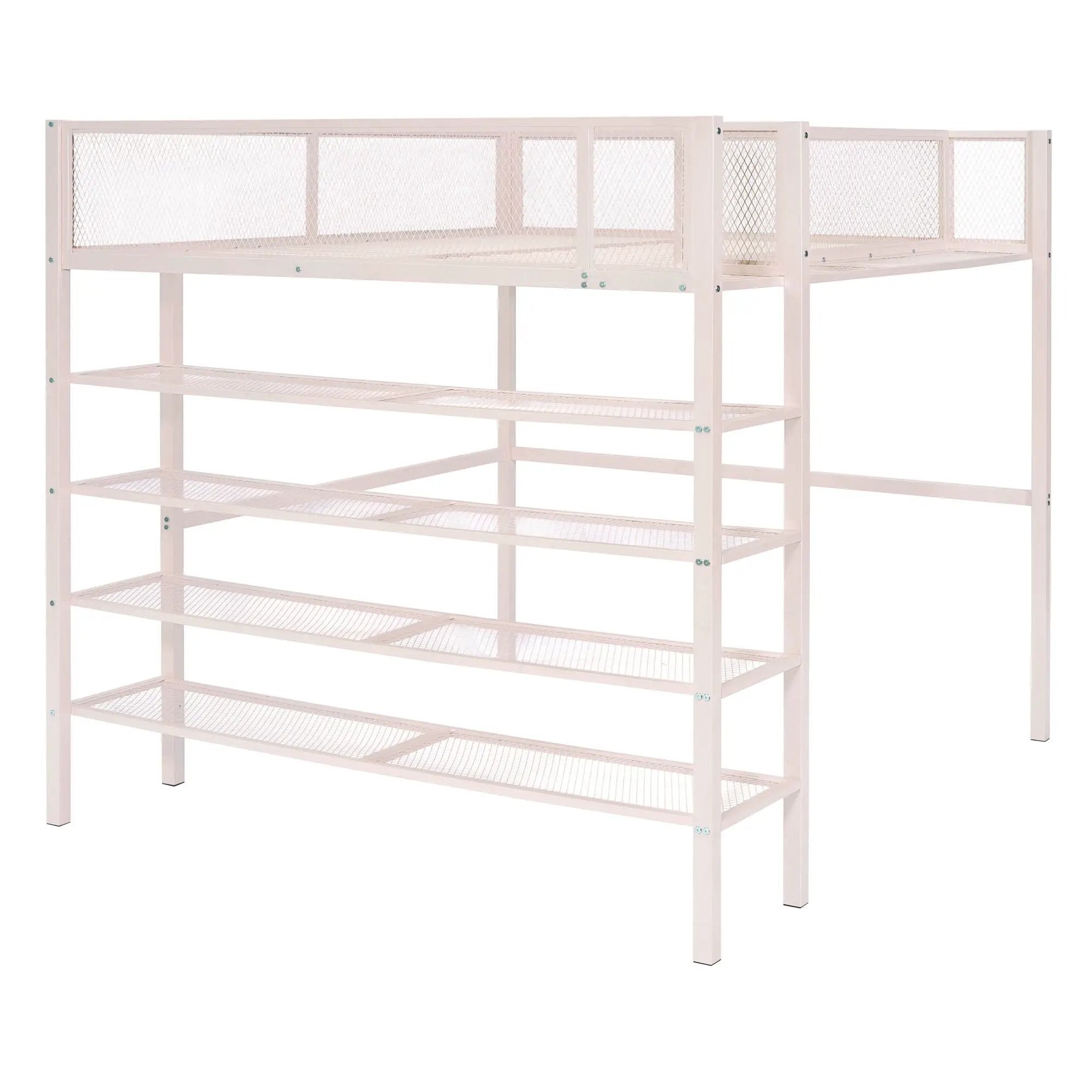 Loft Bed With 4 Tier Shelves And Storage by Unique Piece Furniture