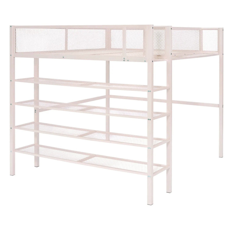 Loft Bed With 4 Tier Shelves And Storage by Unique Piece Furniture