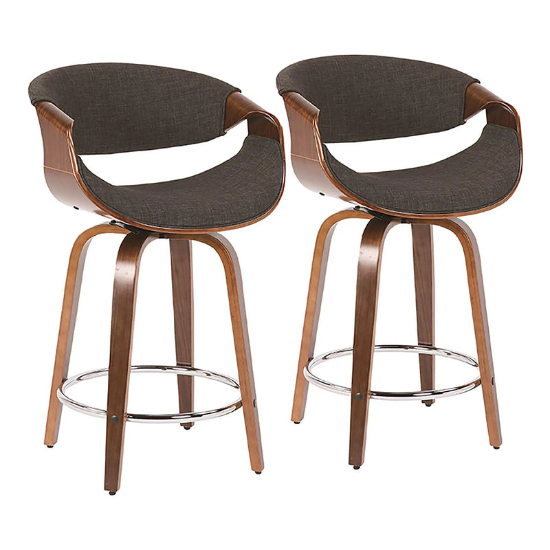 Curvini - Mid Century Modern Counter Stool (Set of 2) by HouseOfZazla