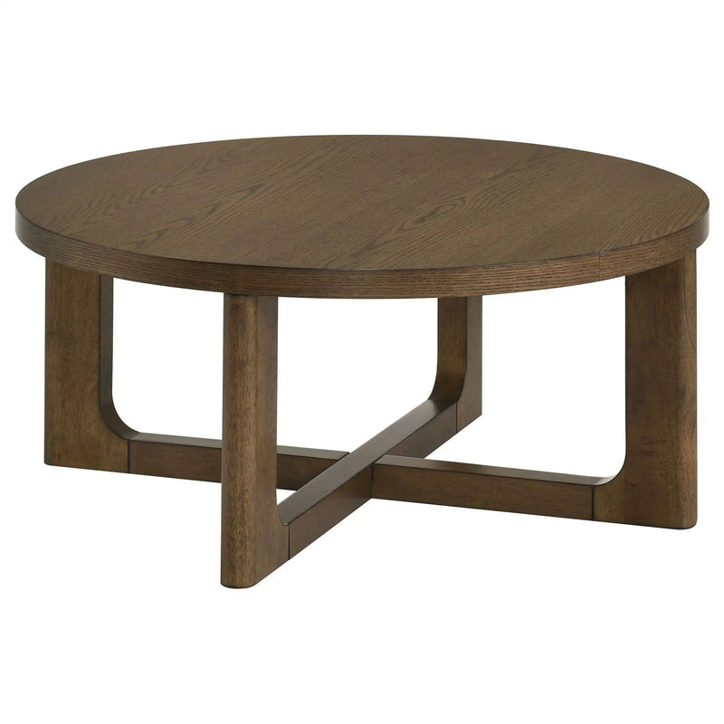 Kessler 2-piece Round Sculptural Wood Coffee Table Set Brown by Unique Piece Furniture