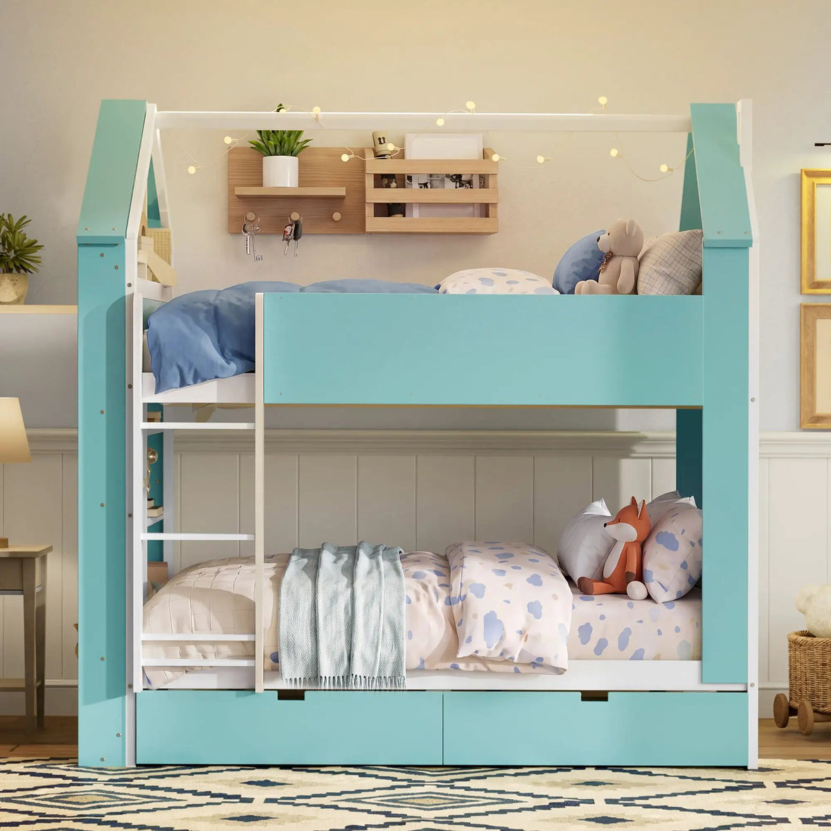 Full Size Bunk Bed with Storage Drawers & Shelves by HouseOfZazla