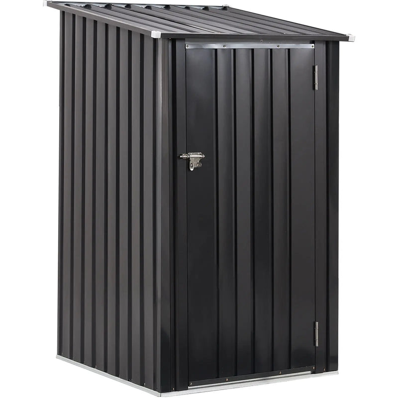 Outdoor Storage Shed, Metal Steel Garden Shed With Single Lockable Door, Small Shed Outdoor Steel Utility Tool Shed For Backyard Patio Garden Lawn - Black by HouseOfZazla