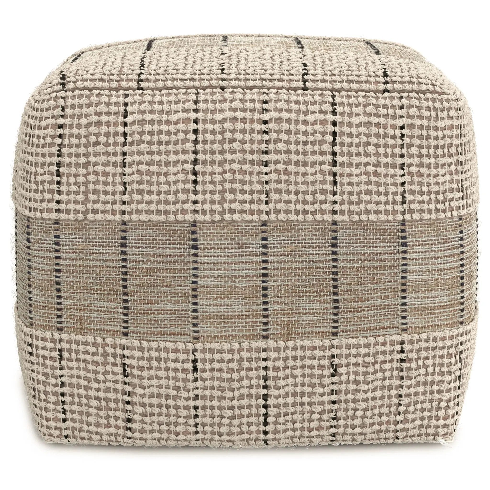 Elmer - Square Woven Pouf - Natural / Gray by Unique Piece Furniture