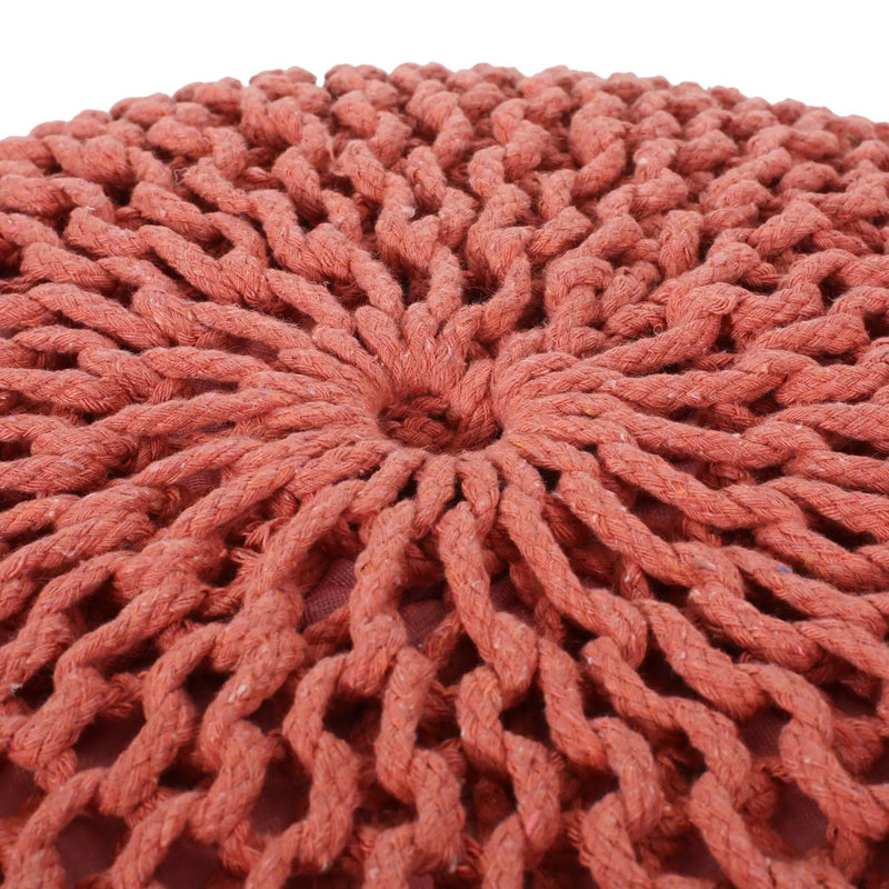 Bordeaux - Knitted Round Pouf Ottoman, Floor Cushion by Unique Piece Furniture