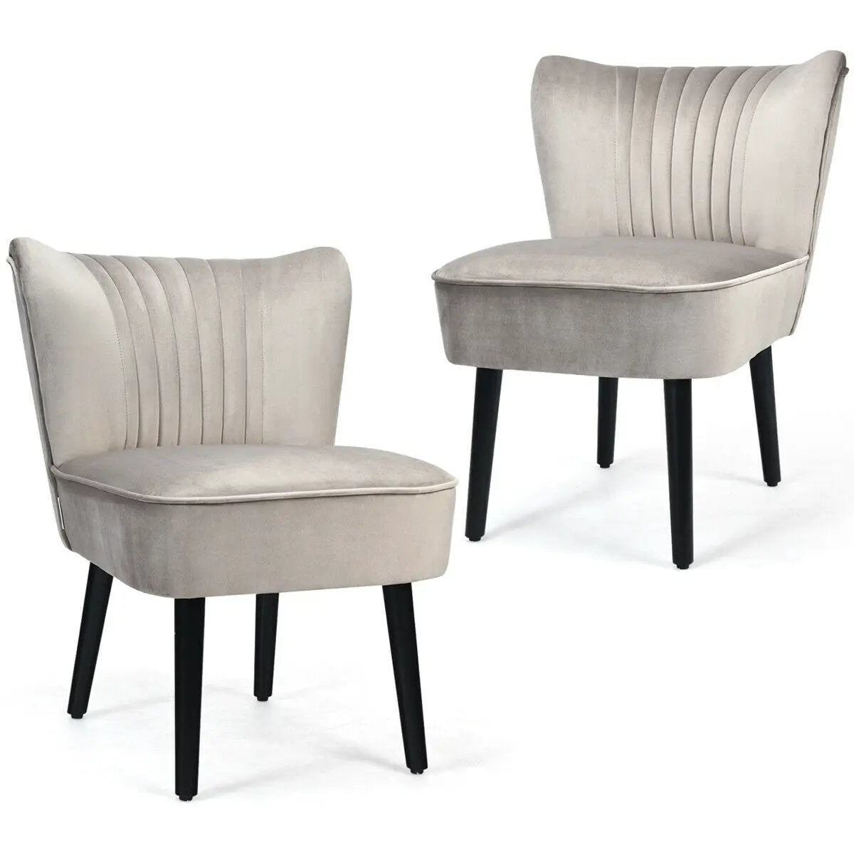 Set of 2 Upholstered Modern Leisure Club Chairs with Solid Wood Legs, photo 12 of 24