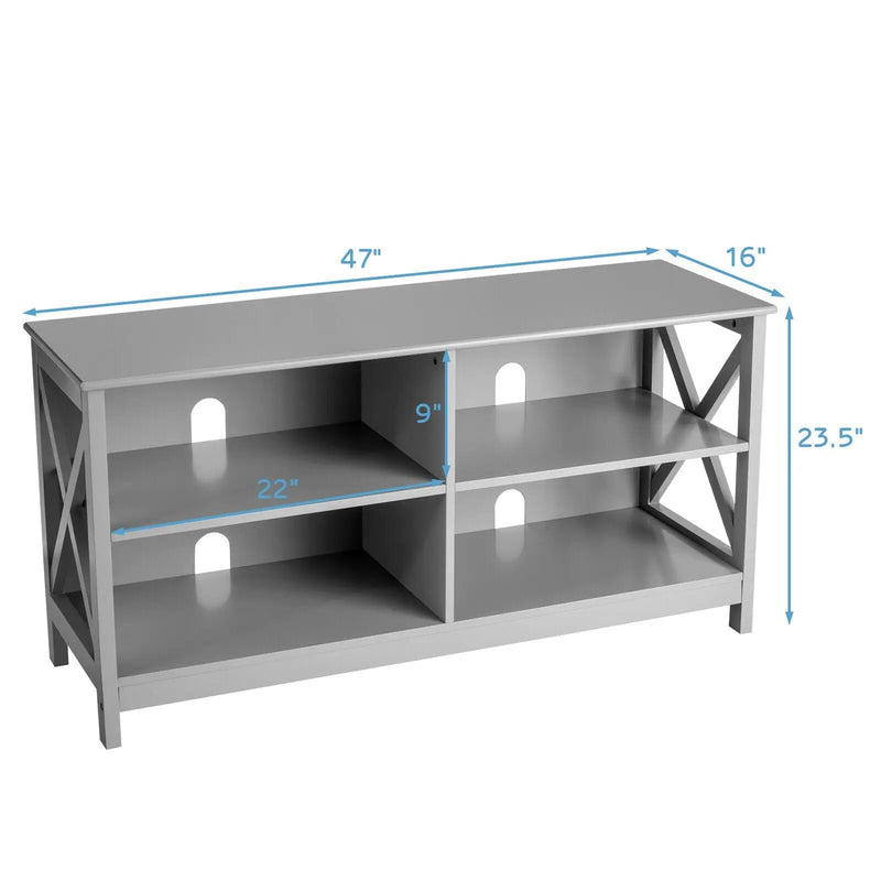Wooden TV Stand Entertainment for TVs up to 55 Inch with X-Shaped Frame by DirectDeals