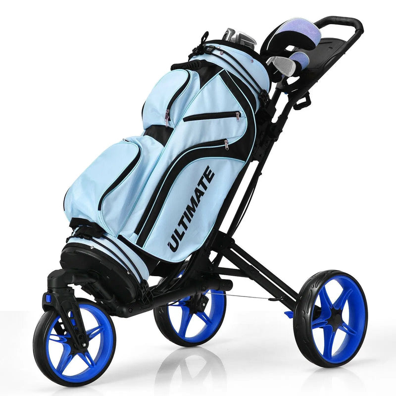 Folding Golf Push Cart with Scoreboard Adjustable Handle Swivel Wheel by DirectDeals