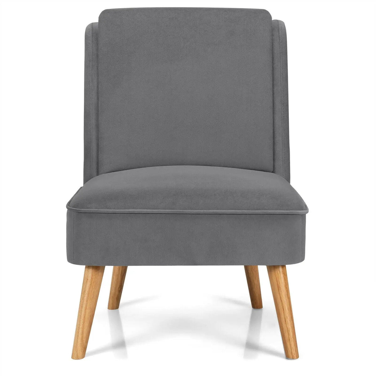 Velvet Accent Armless Side Chair with Rubber Wood Legs for Bedroom, photo 22 of 24