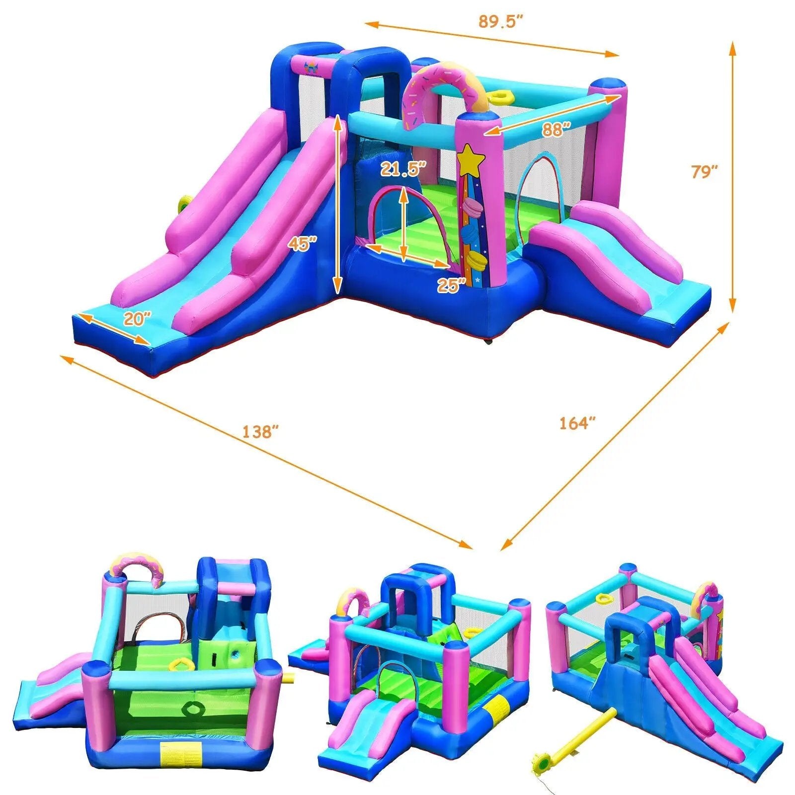 Inflatable Bounce Castle with Dual Slides and Climbing Wall without Blower by DirectDeals