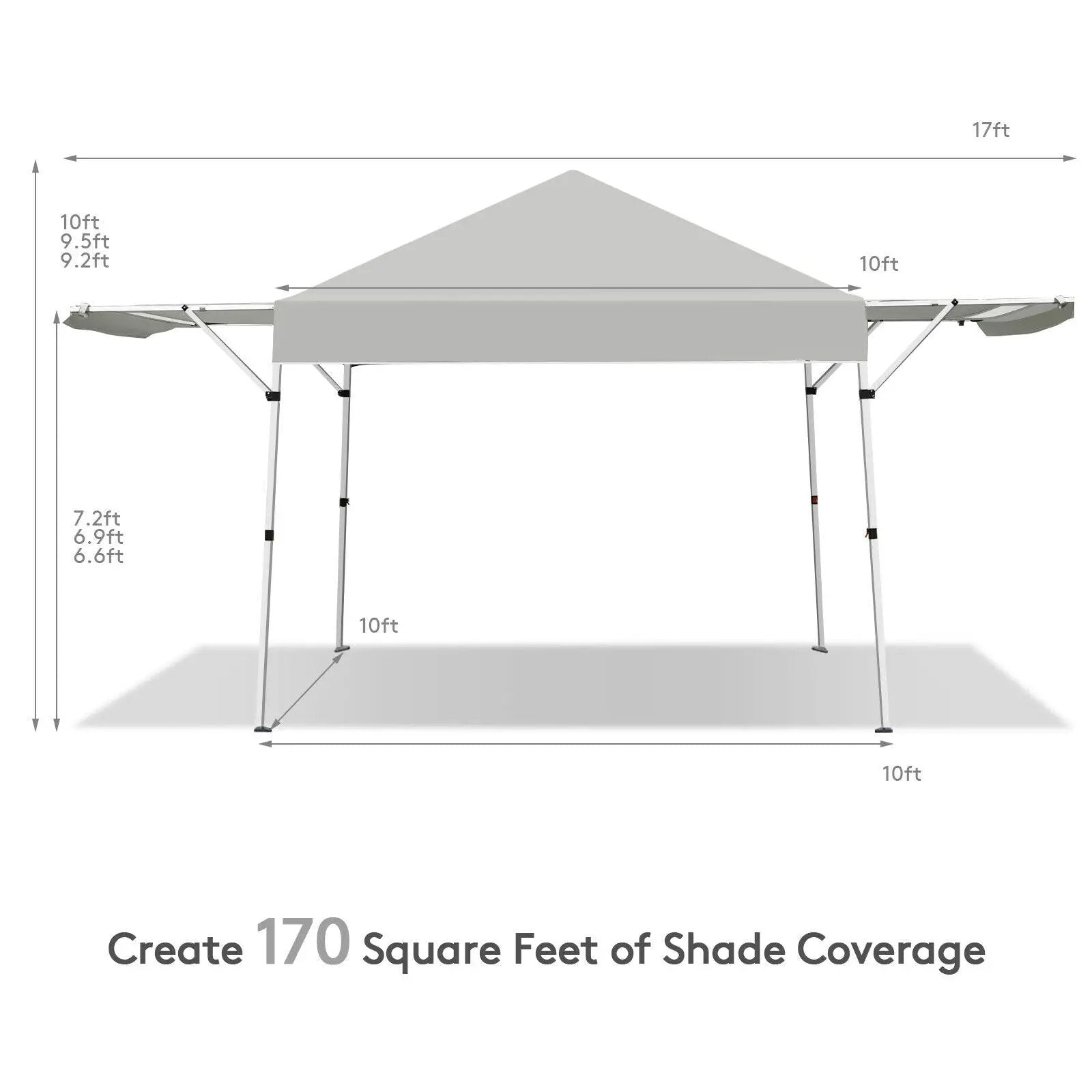 17 Feet x 10 Feet Foldable Pop Up Canopy with Adjustable Instant Sun Shelter by DirectDeals