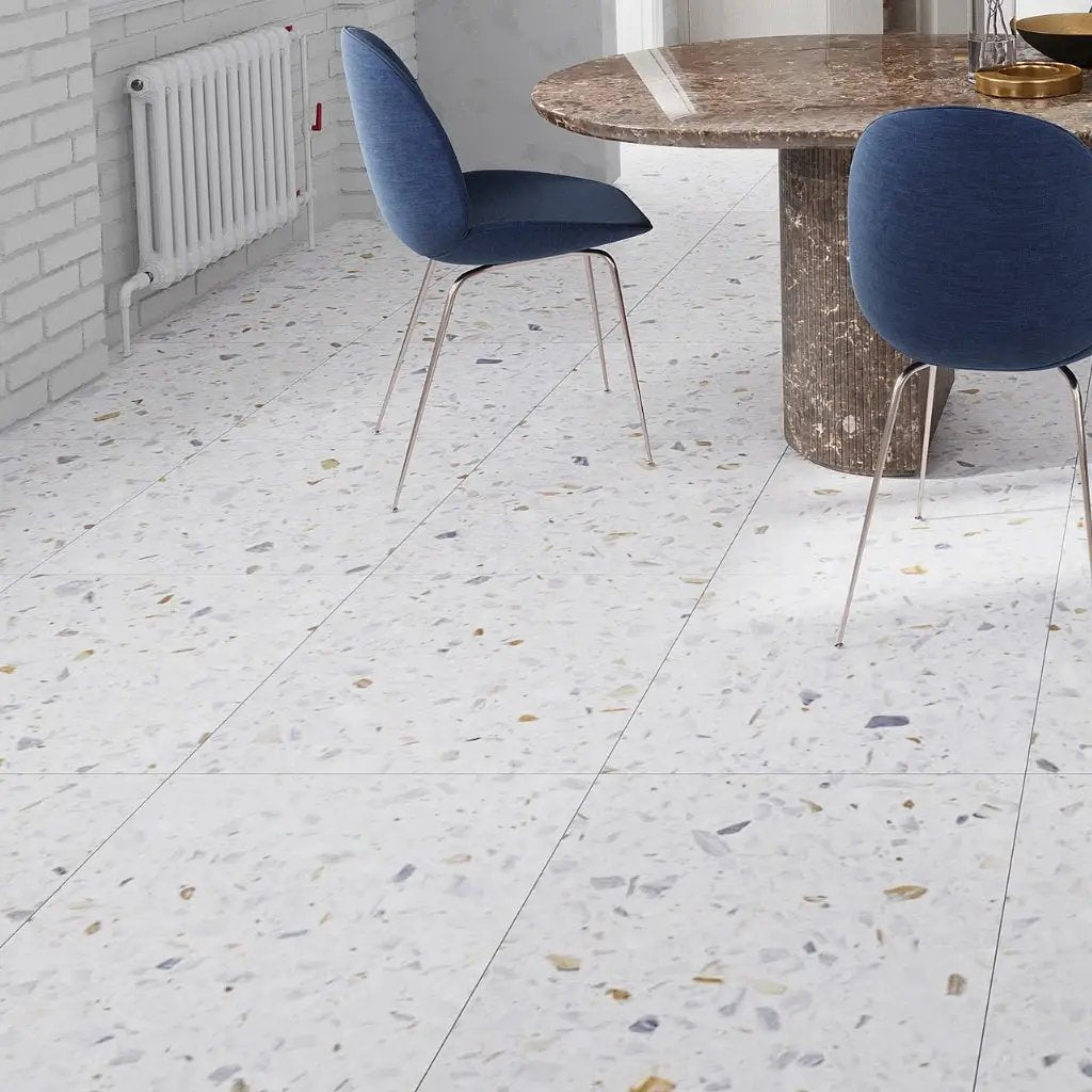 White Gold 24x24 Honed Square Terrazzo Large Format Tile (2 pack, 7.75 sq ft/case) by Apollo Tile