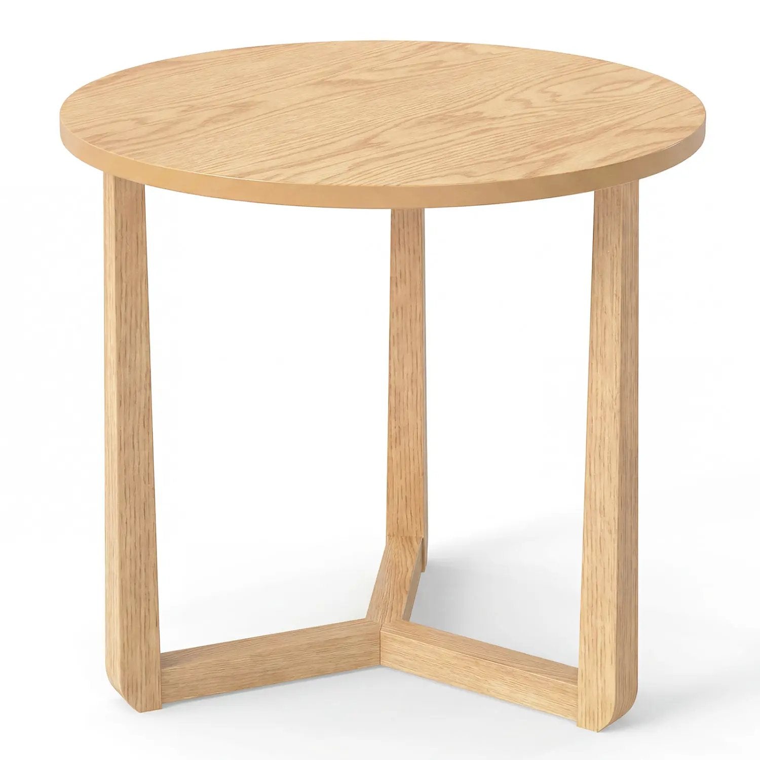 22.5 inch Round Side Table Farmhouse End Table with Sturdy Rubber Wood Legs and Triangular Structure by DirectDeals