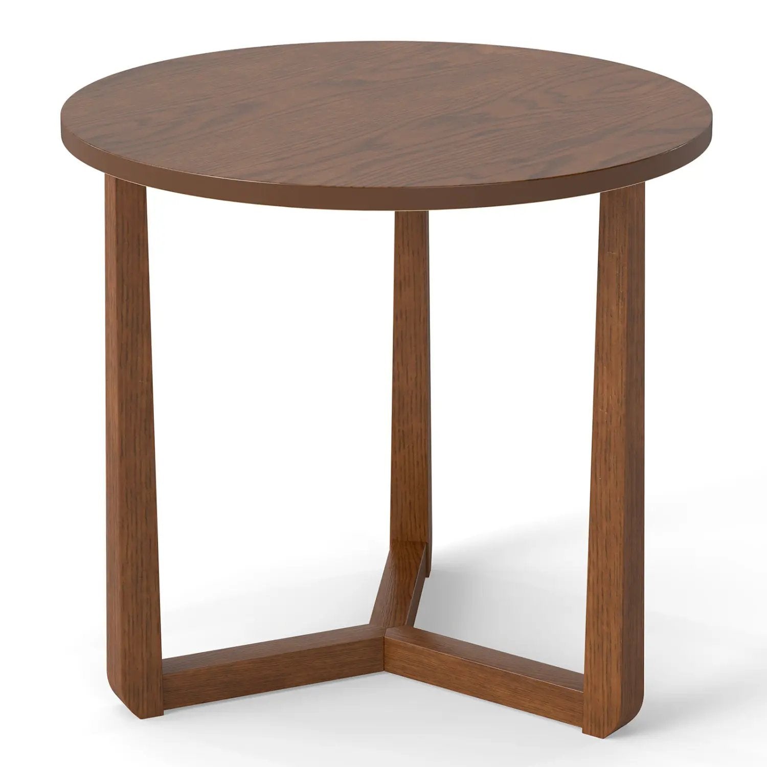 22.5 inch Round Side Table Farmhouse End Table with Sturdy Rubber Wood Legs and Triangular Structure by DirectDeals