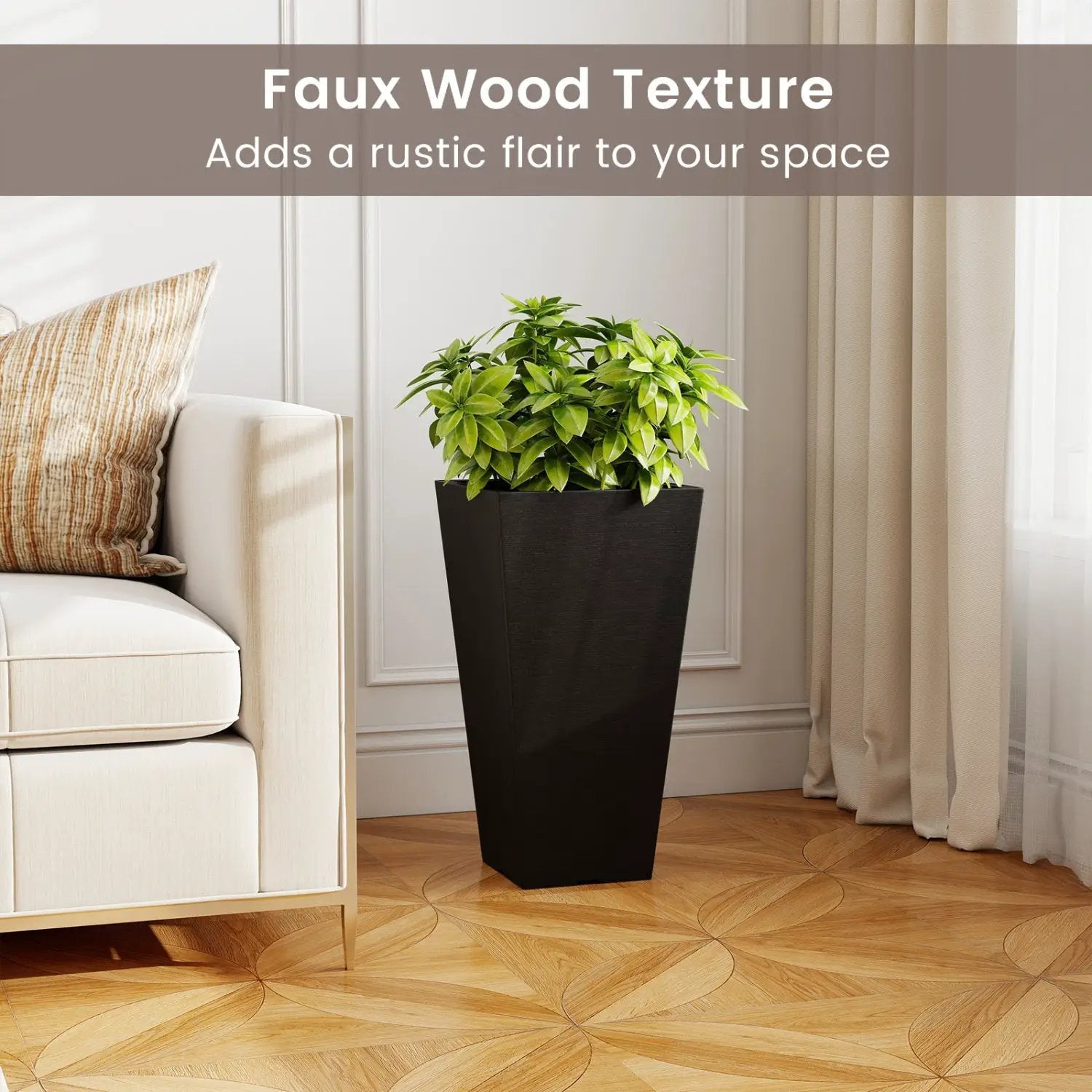 22.5" Tall Self-Watering Square Planter Set of 2 by DirectDeals