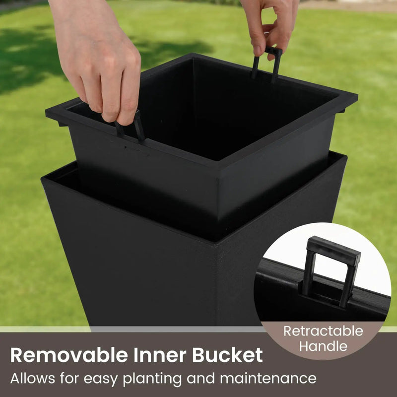 22.5" Tall Self-Watering Square Planter Set of 2 by DirectDeals