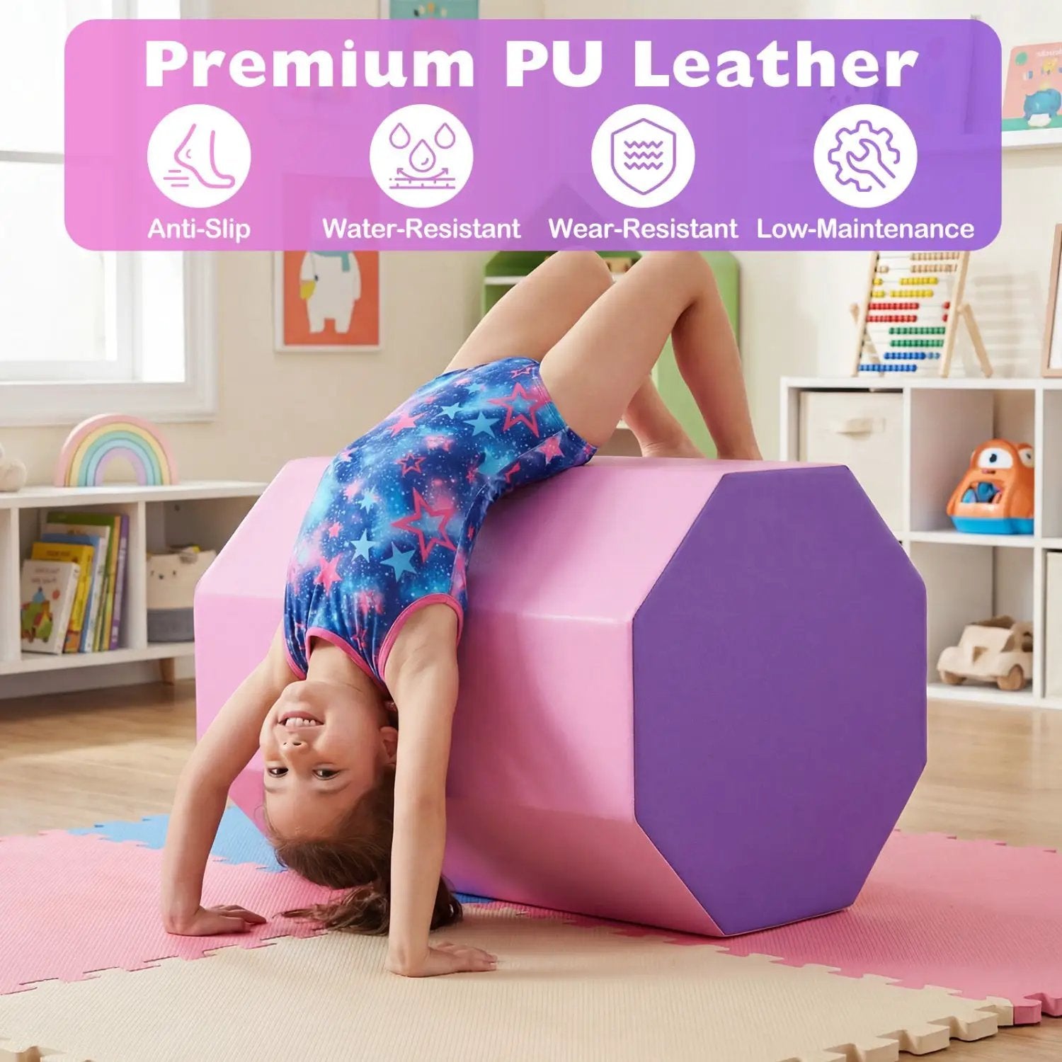 22.5" x 26" Octagon Tumbling Mat with Zippered Cover and Thick Foam Filling-Pink by DirectDeals