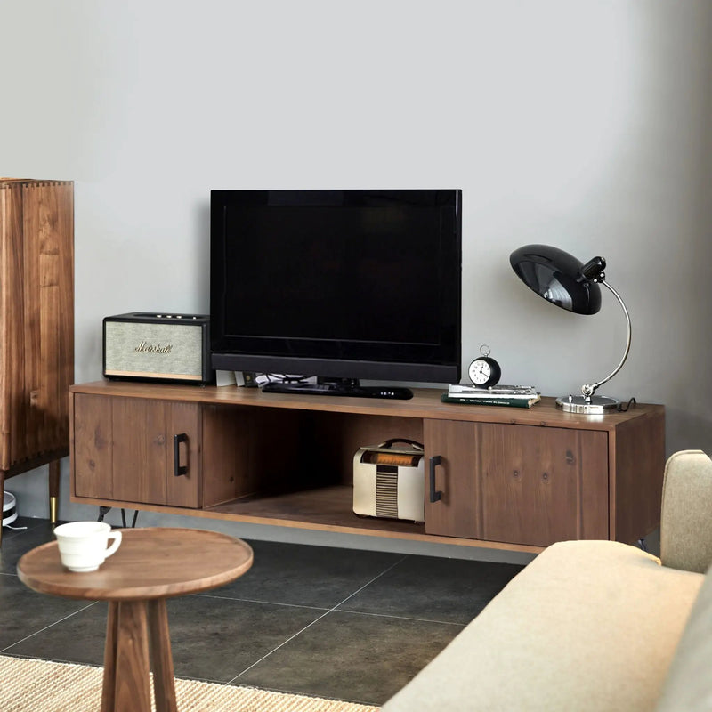 Industrial Style Reclaimed Wood Media TV Stand With Storage Cabinet For Living Media Room - Natural by Unique Piece Furniture