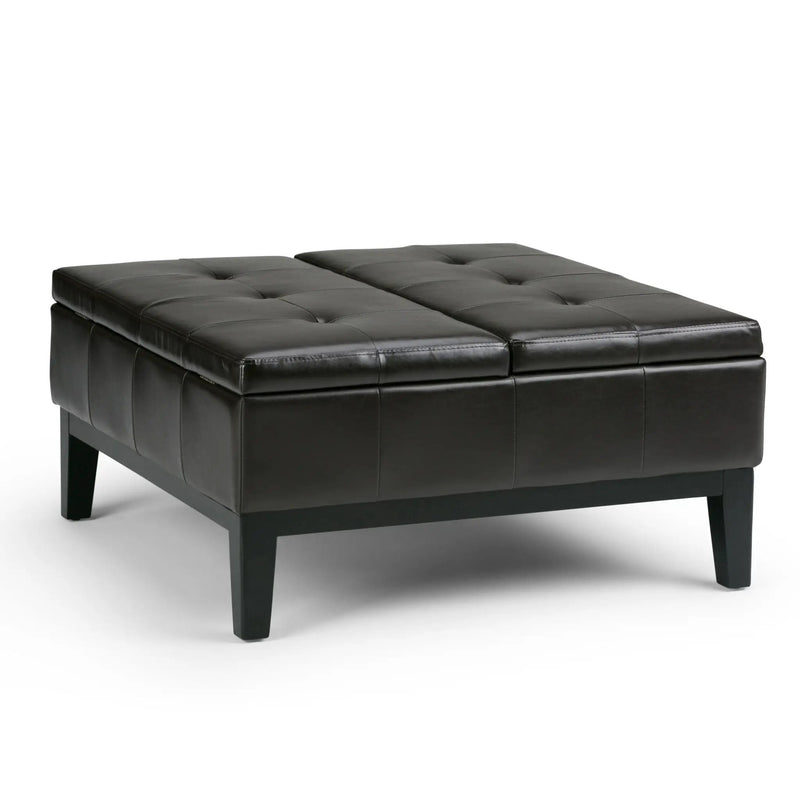 Dover - Square Coffee Table Storage Ottoman - Tanners Brown by Unique Piece Furniture