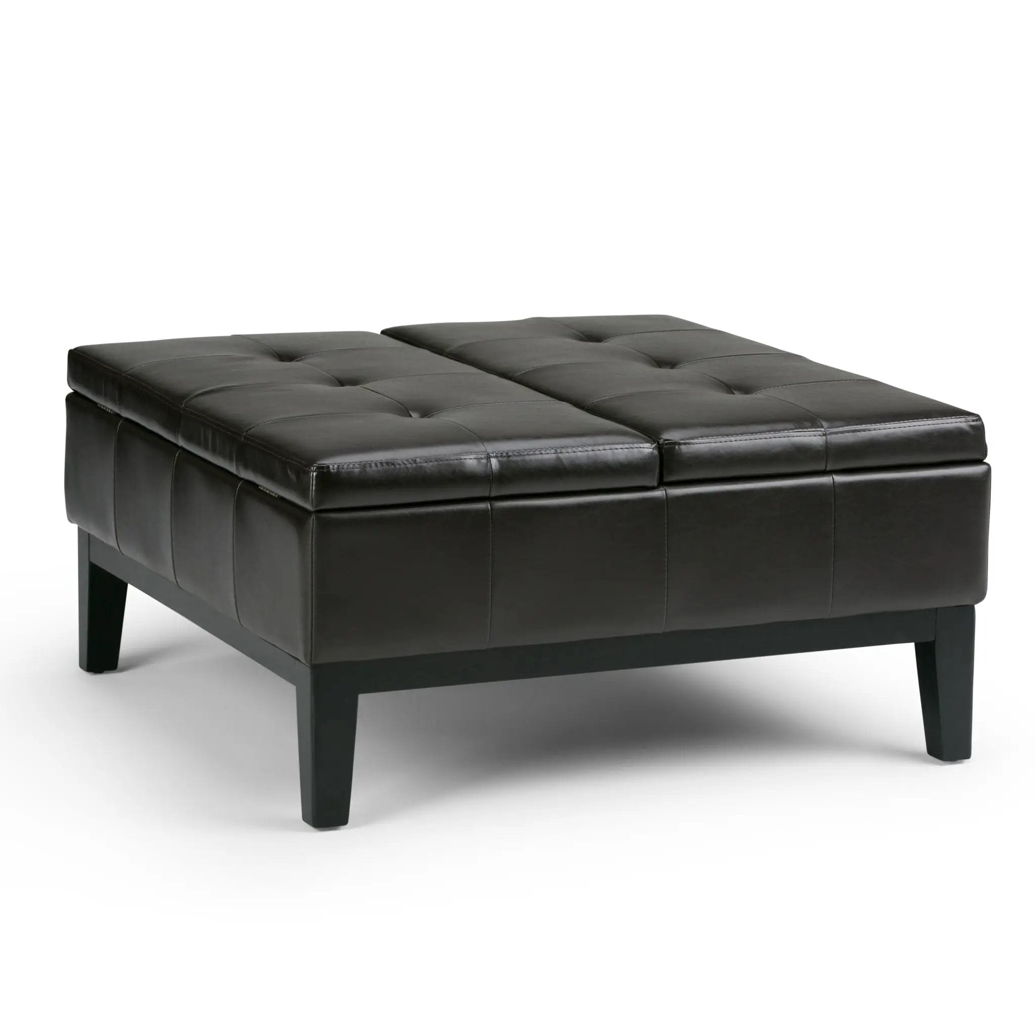 Dover - Square Coffee Table Storage Ottoman - Tanners Brown by HouseOfZazla