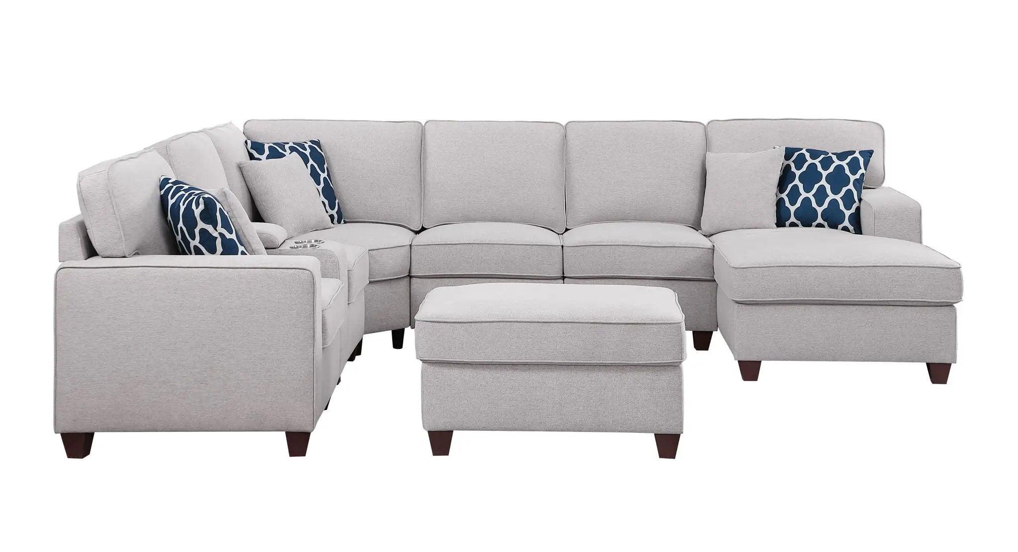 Tina - 8 Piece Upholstered Sectional With Ottoman by Unique Piece Furniture