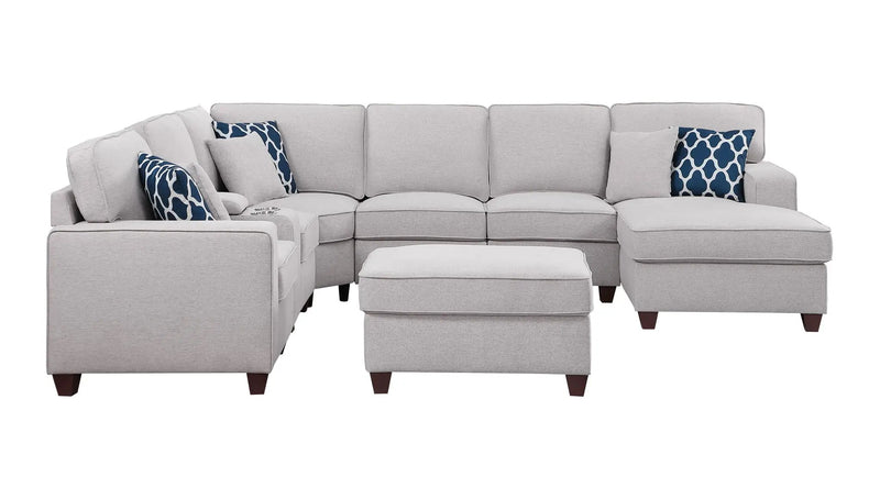 Tina - 8 Piece Upholstered Sectional With Ottoman by Unique Piece Furniture