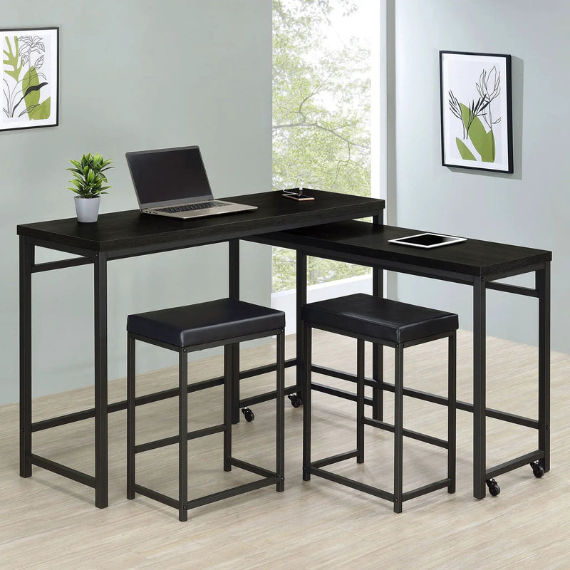 Klekner - 4 Piece Counter Height Table Set With Nesting Tables And Backless Stools - Charcoal