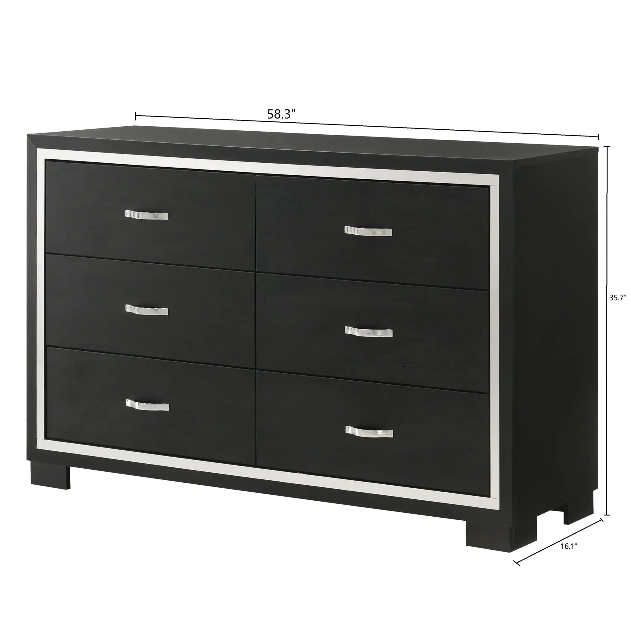 6 Drawer Dresser With Handles Bedroom Furniture - Black by Unique Piece Furniture