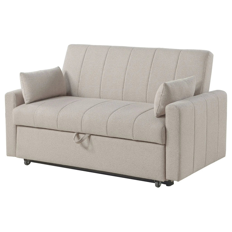Portland Boucle Upholstered Sleeper Sofa Bed Latte by Unique Piece Furniture