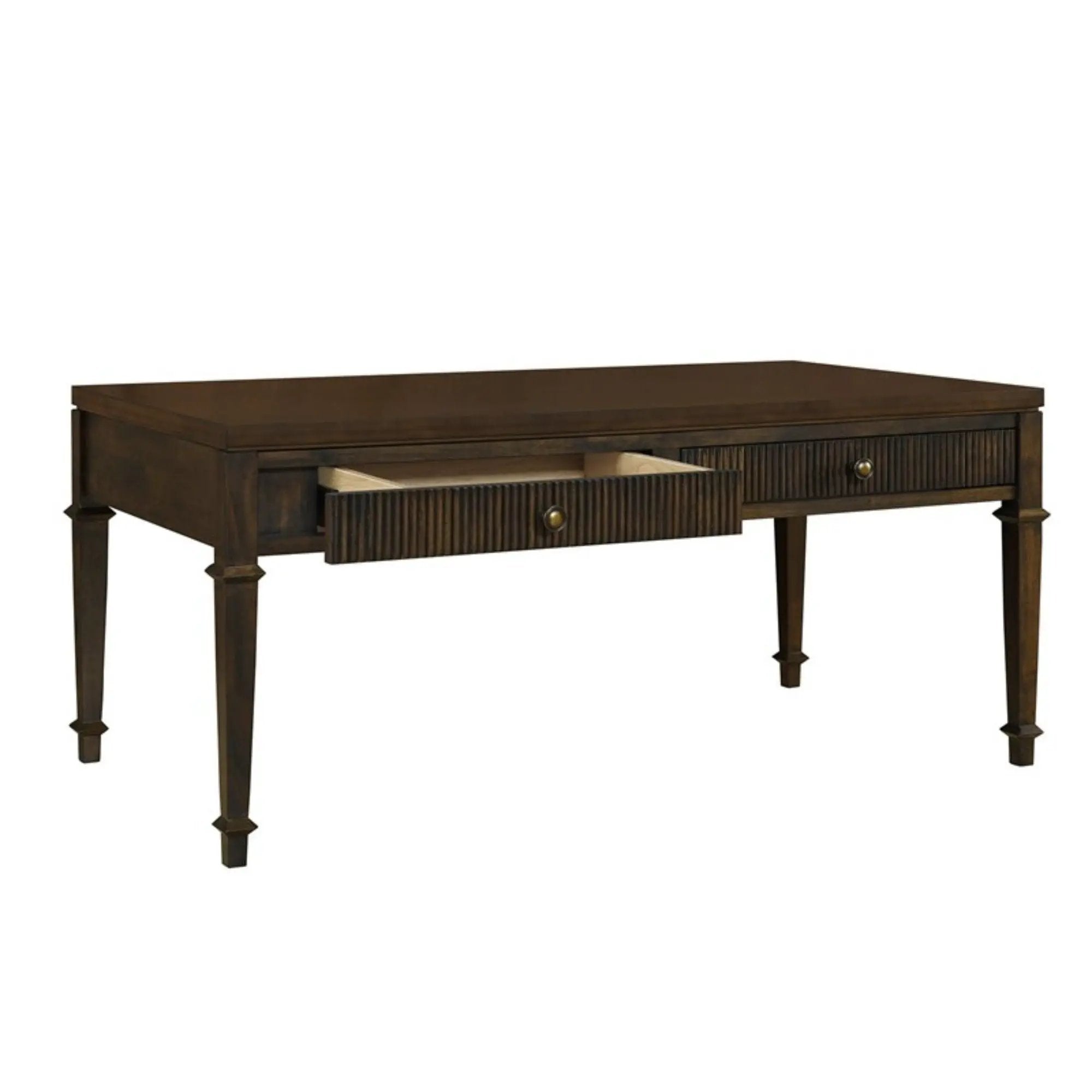 Fluted 2 Drawer Coffee Table - Brown by HouseOfZazla