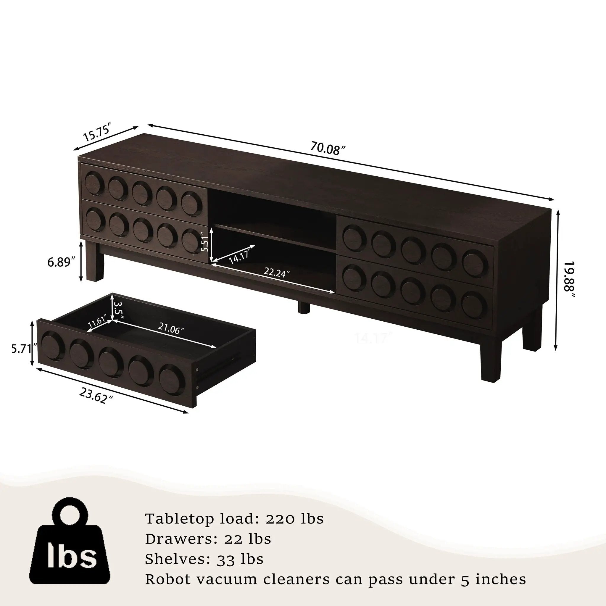 Media Console With 4 Drawers And Cable Management by Unique Piece Furniture