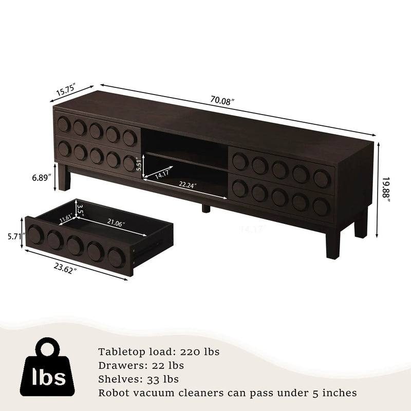 Media Console With 4 Drawers And Cable Management by Unique Piece Furniture