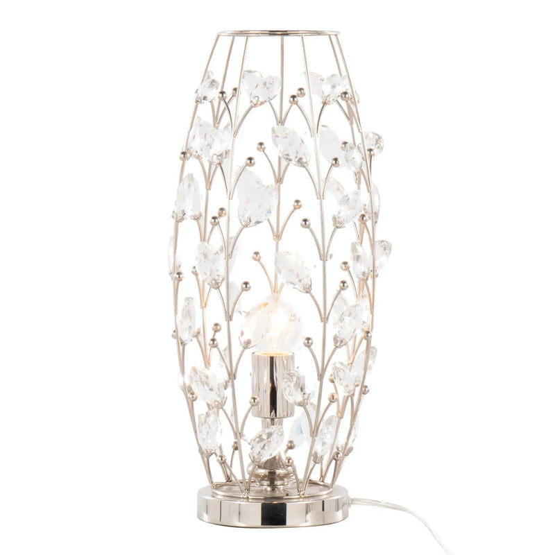 Crystal - Buds Contemporary Uplight Lamp - Polished Nickel / Clear Crystal by HouseOfZazla
