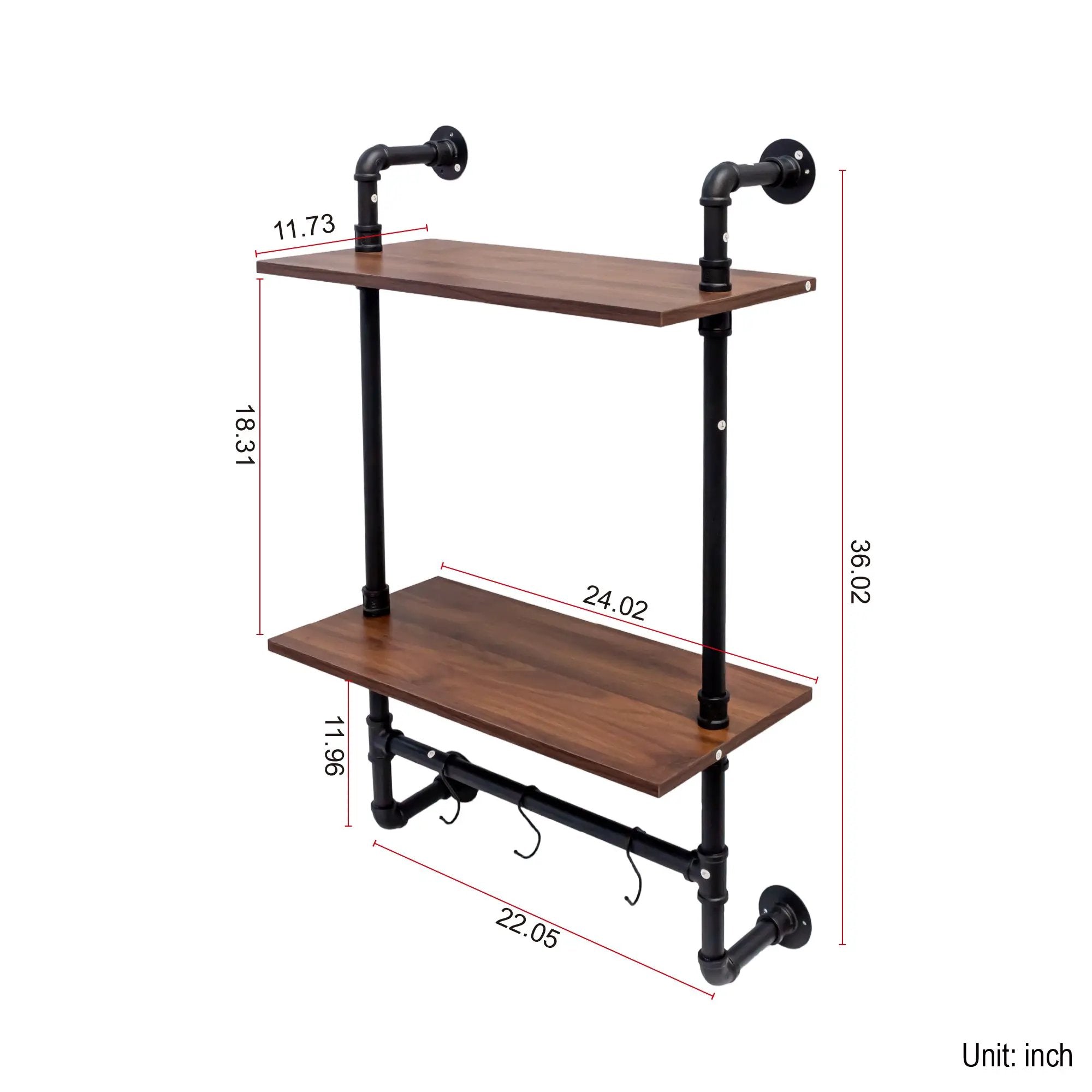 Industrial Pipe Shelf 3-Tier and 2-Tier Wall Mounted Shelves by HouseOfZazla