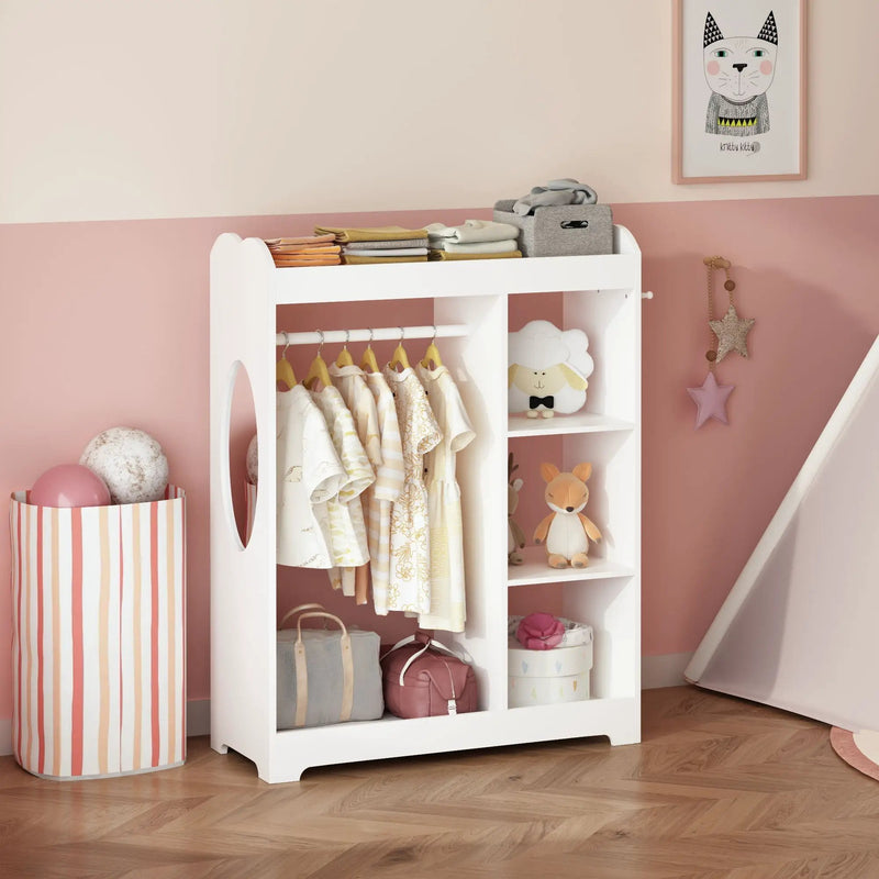 Dress Up Storage With Mirror and Hooks, Clothes Rack With Hanging Rod by HouseOfZazla