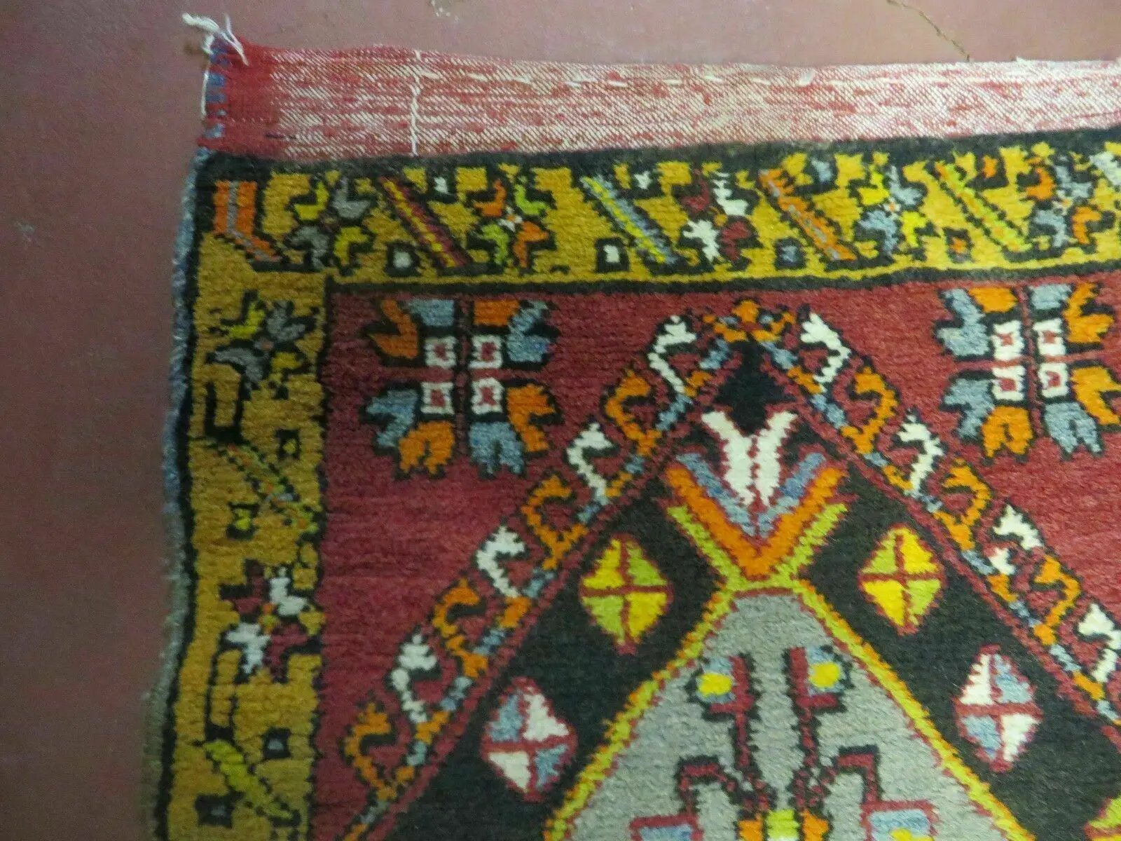 19" X 42" Antique Handmade Turkish Colorful Oushak Oshak Yastik Wool Rug Mat by Jewel Rugs