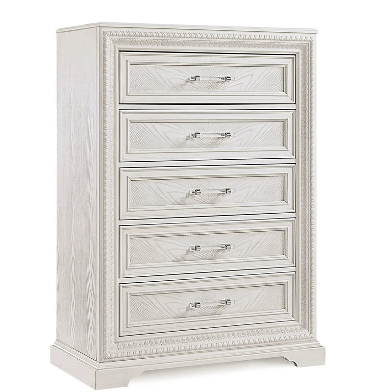 5 Drawer Tall Storage Chest - Antique White by Unique Piece Furniture