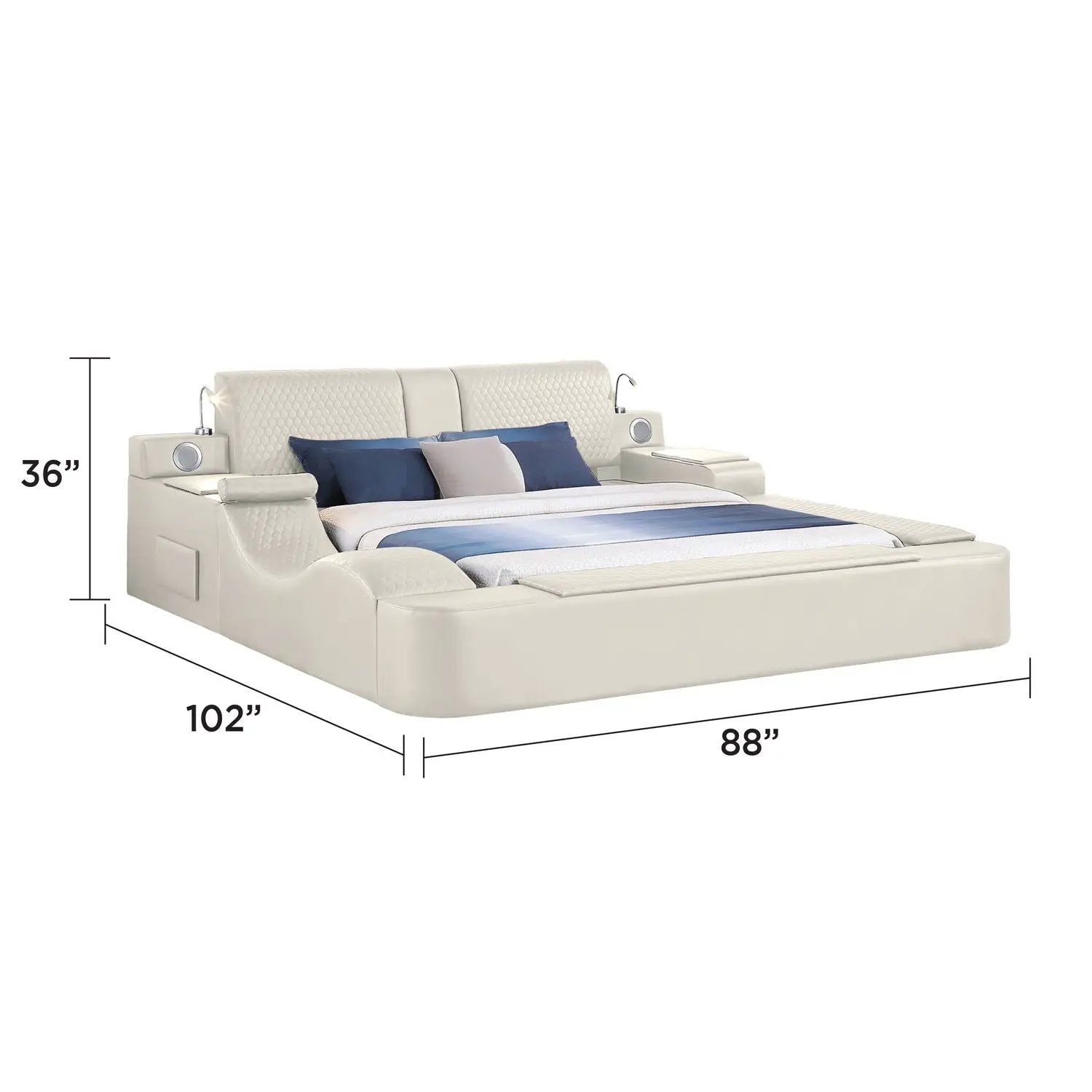 Zoya - Smart Multifunctional Bed, Built In Bluetooth Speakers, USB Charging by HouseOfZazla