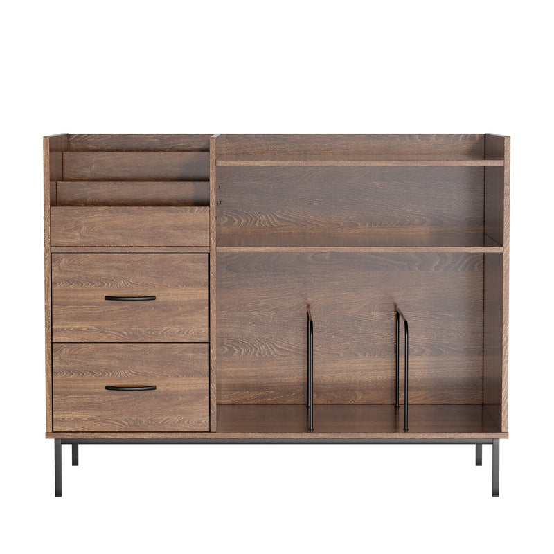 Grain Record Player Stand, Media Console With Speaker Shelf & 2 Drawers by HouseOfZazla