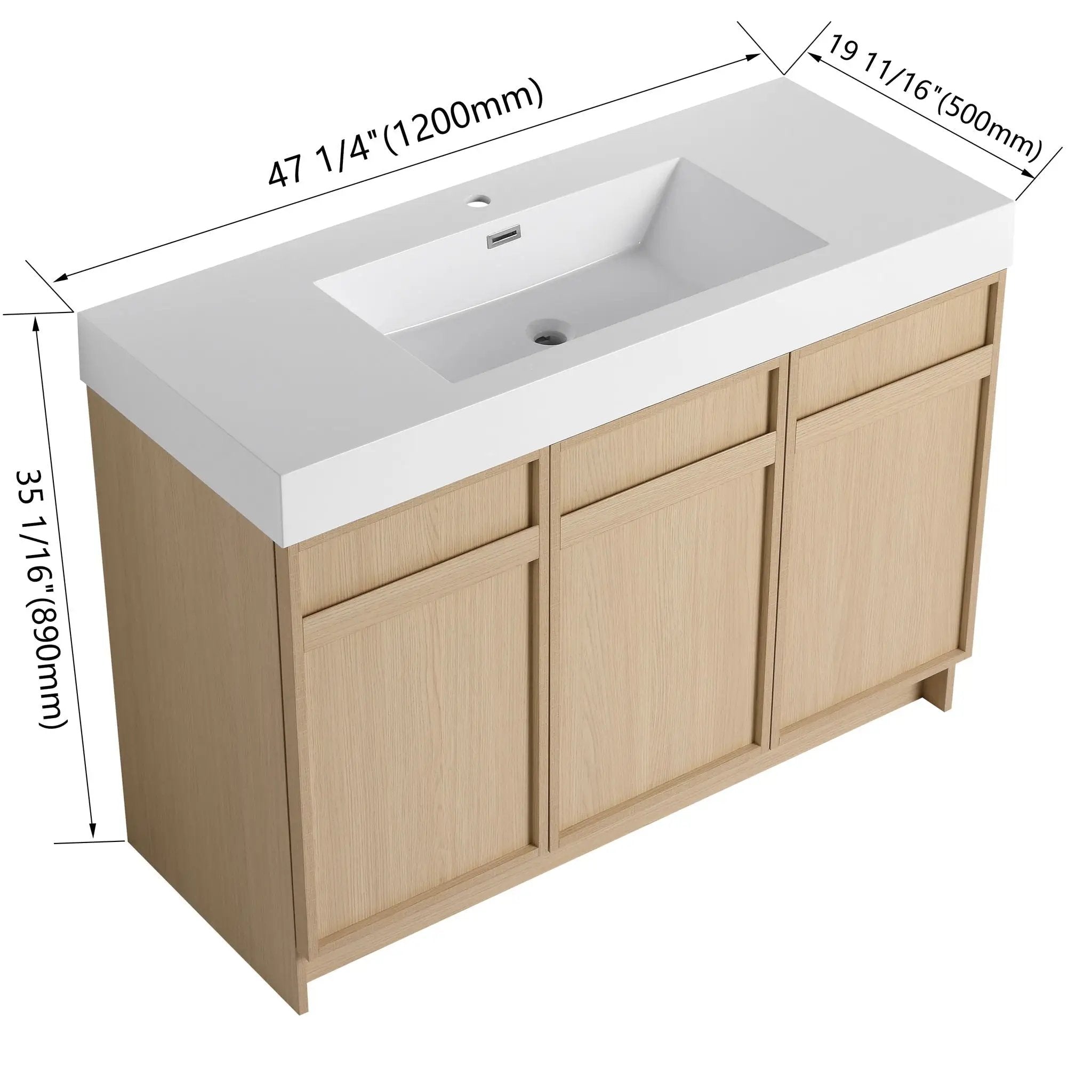 Freestanding Bathroom Vanity With Resin Sink & Soft Close Cabinet Doors by Unique Piece Furniture