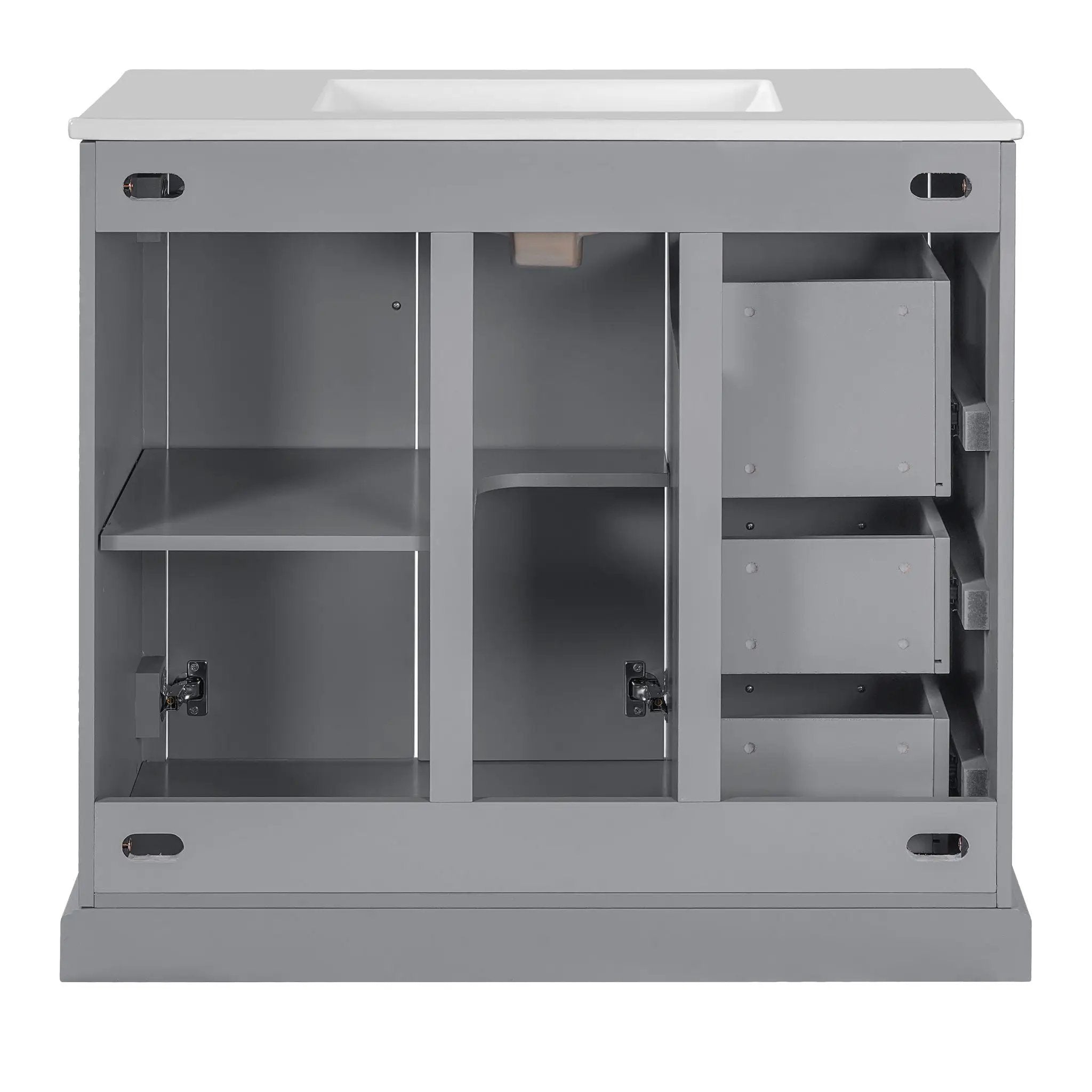 Bathroom Vanity With Sink, Soft Close Doors, Adjustable Shelf & 3 Drawers by HouseOfZazla