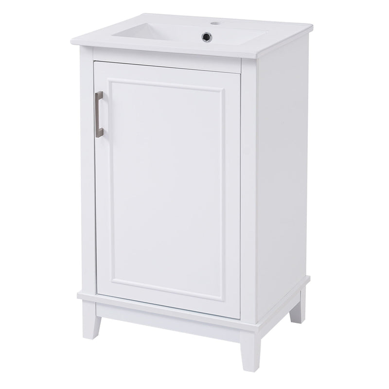 Modern Small Bathroom Vanity Cabinet With Ceramic Basin, Ample Storage, 1 Soft Close Door by HouseOfZazla