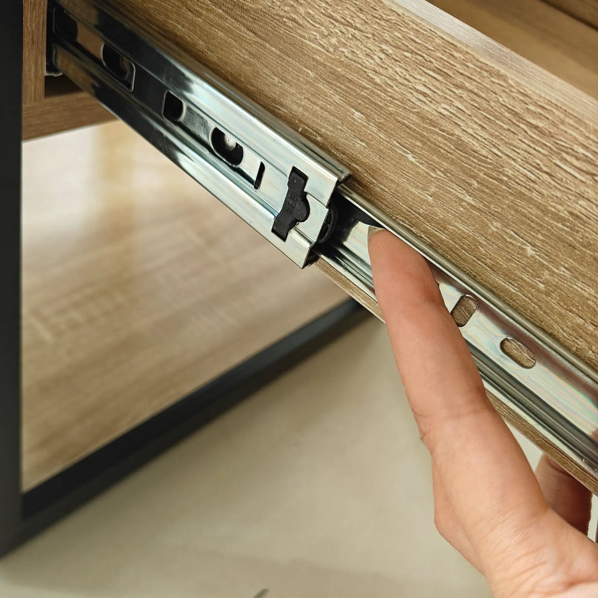 1 Piece Modern End Table with Drawer - Natural Wood & Tempered Glass by HouseOfZazla