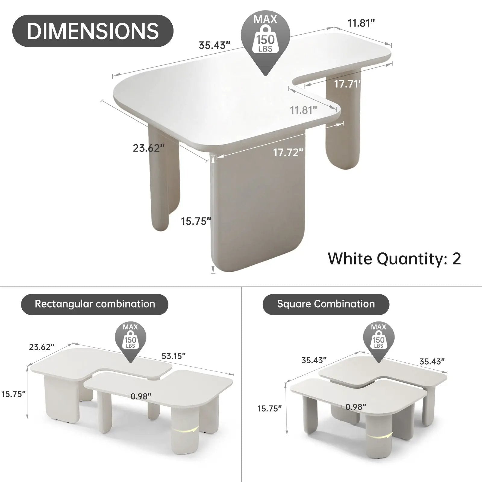 L-Shape Coffee Table For Living Room by Unique Piece Furniture