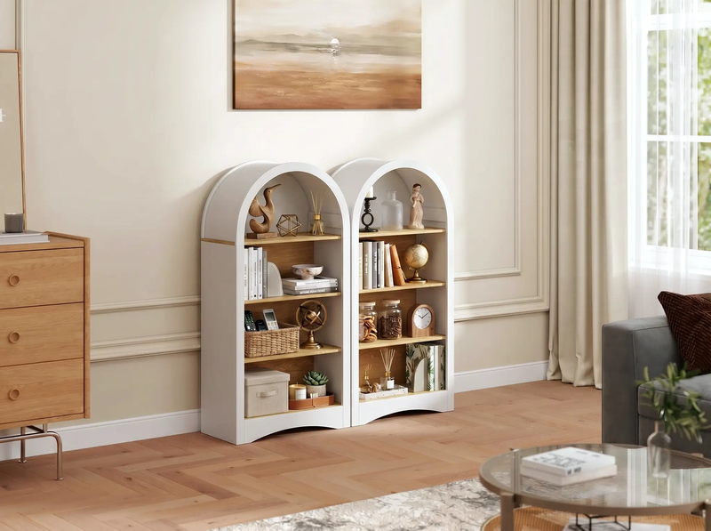 47" Freestanding Display Rack with Woodgrain Shelves by HouseOfZazla