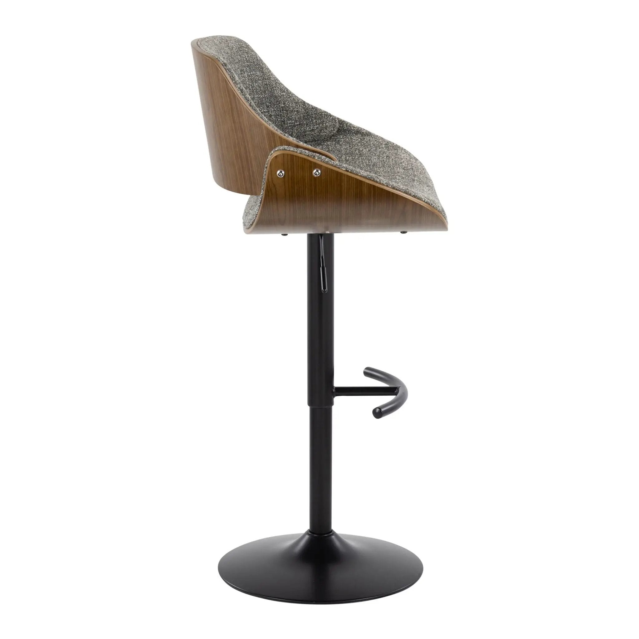 Fabrizzi - Mid Century Modern Adjustable BarStool With Rounded T Footrest (Set of 2) by HouseOfZazla